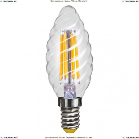 7027 (VG10-CC1E14warm6W-F) Voltega Лампа светодиодная филаментная E14 6W 2800К, Свеча витая